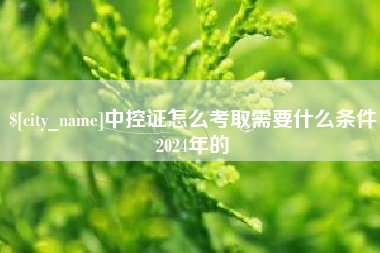 黑河中控证怎么考取需要什么条件2024年的